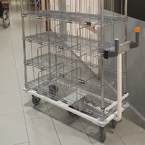Chariot distribution du linge avec embase motorisée