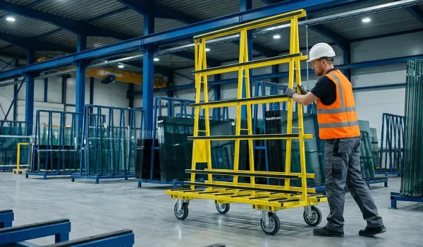 Photo d'un homme avec un chariot porte vitres